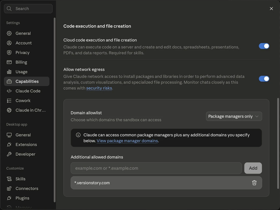 Additional allowed domains with the domain added