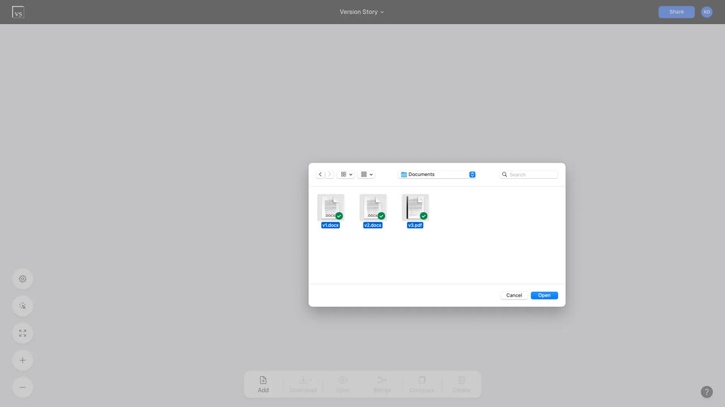 The file selection dialog opened from the Add button on the bottom toolbar