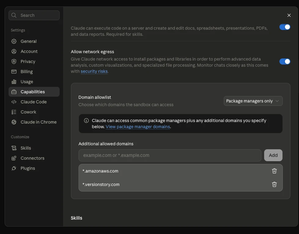 Additional allowed domains with both entries added