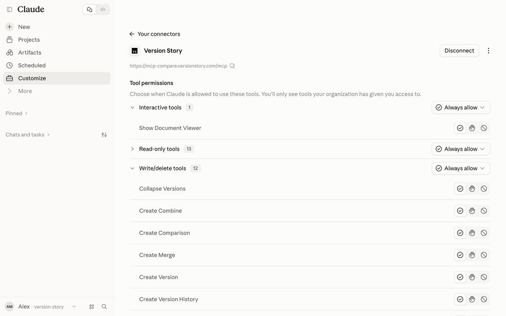 Tool permissions with all three groups set to Always allow